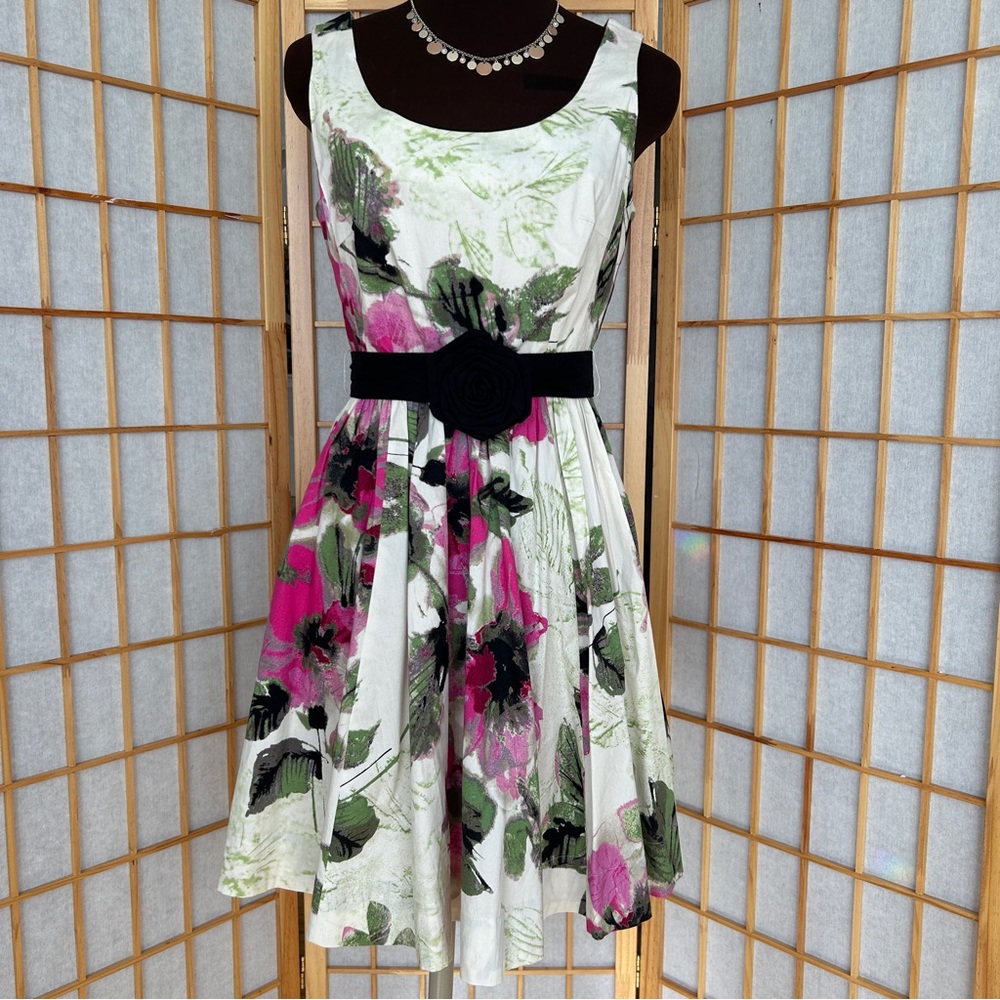 Elle Spring Watercolor Fit & Flare Dress